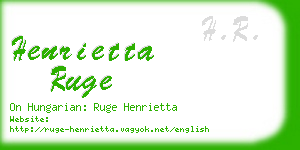 henrietta ruge business card